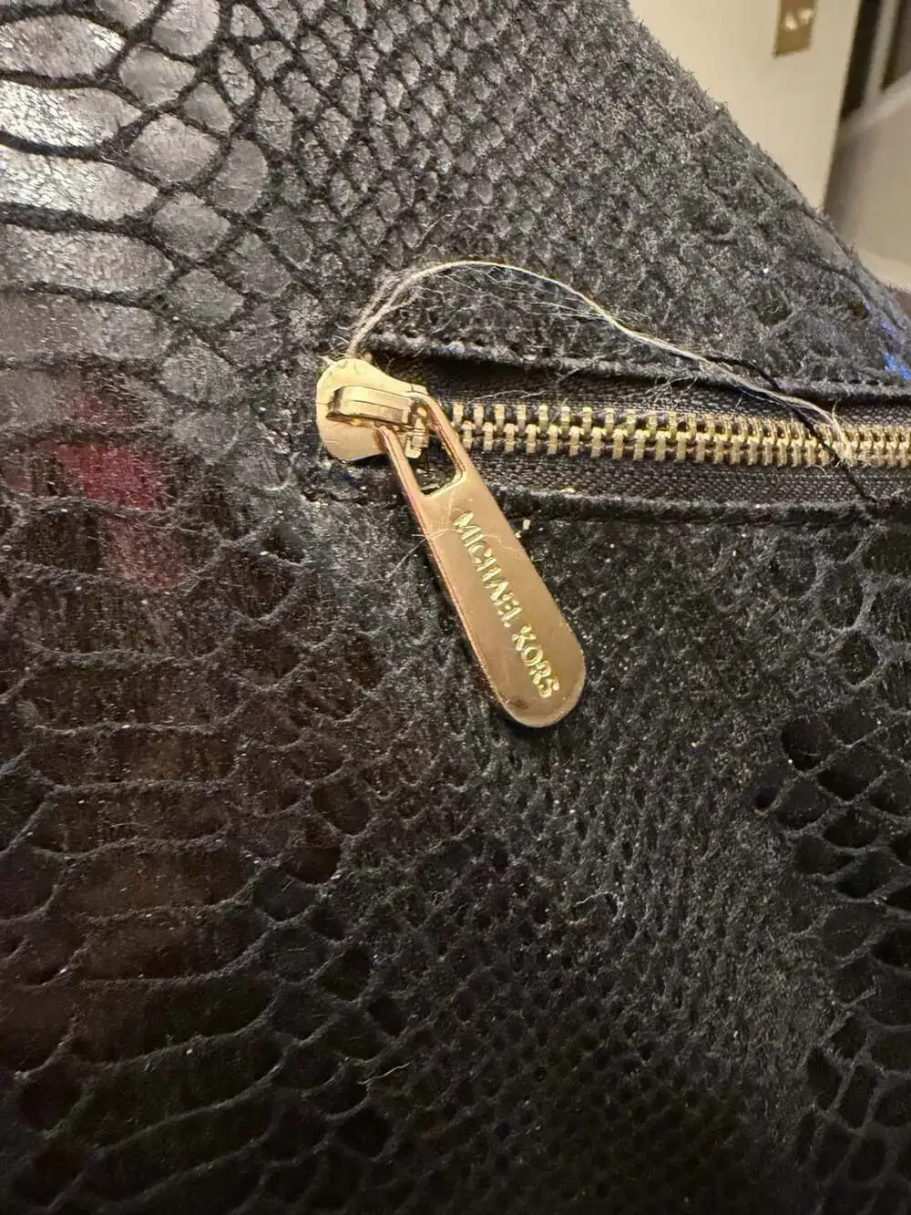Michael Kors Snakeskin Embossed Leather Hobo Shoulder Bag